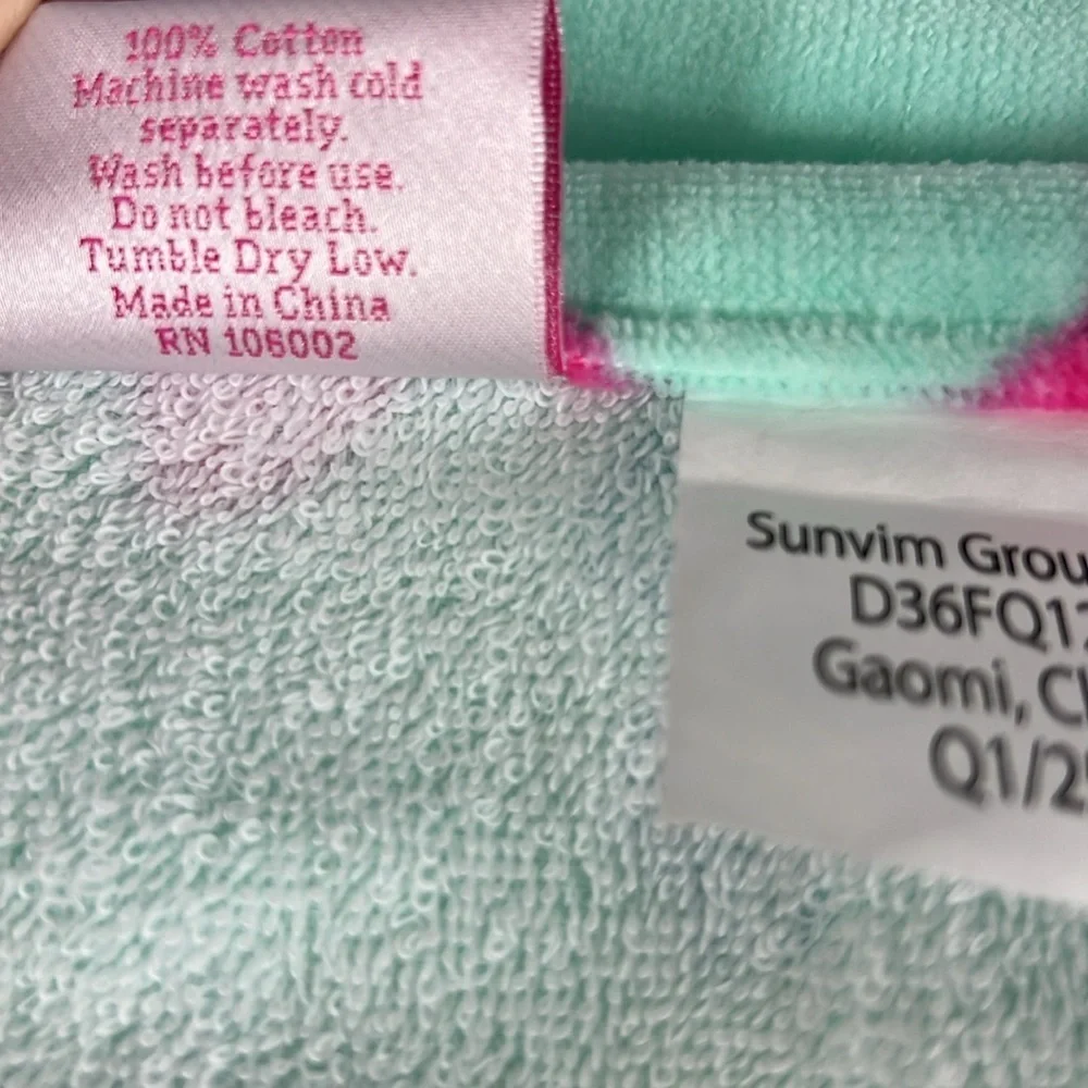Tommy Bahama Kids Mermaid Beach Towels Aqua and Pink 100% Cotton 2 pc NEW
